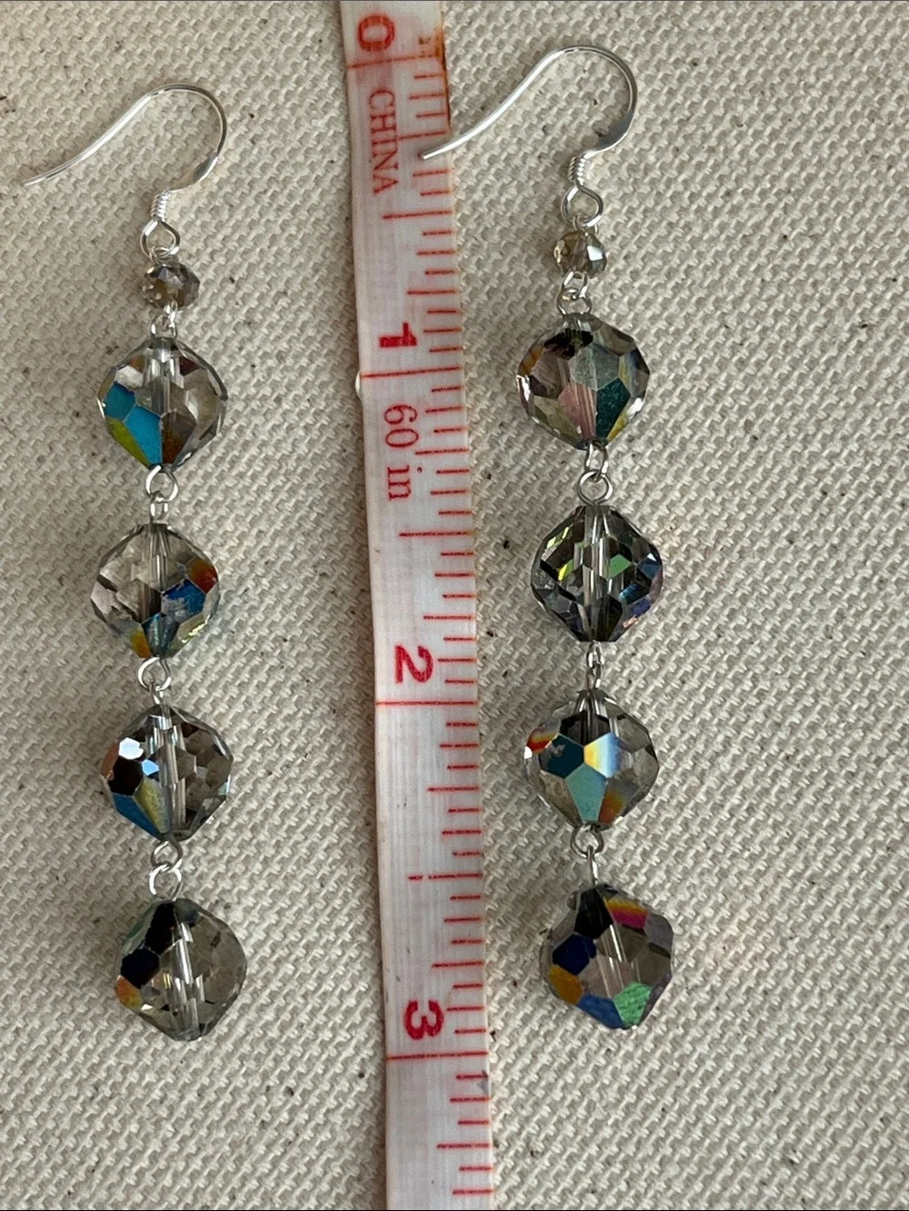 Crystal Drop Dangle Earrings - Clear AB Sparkle S.S.